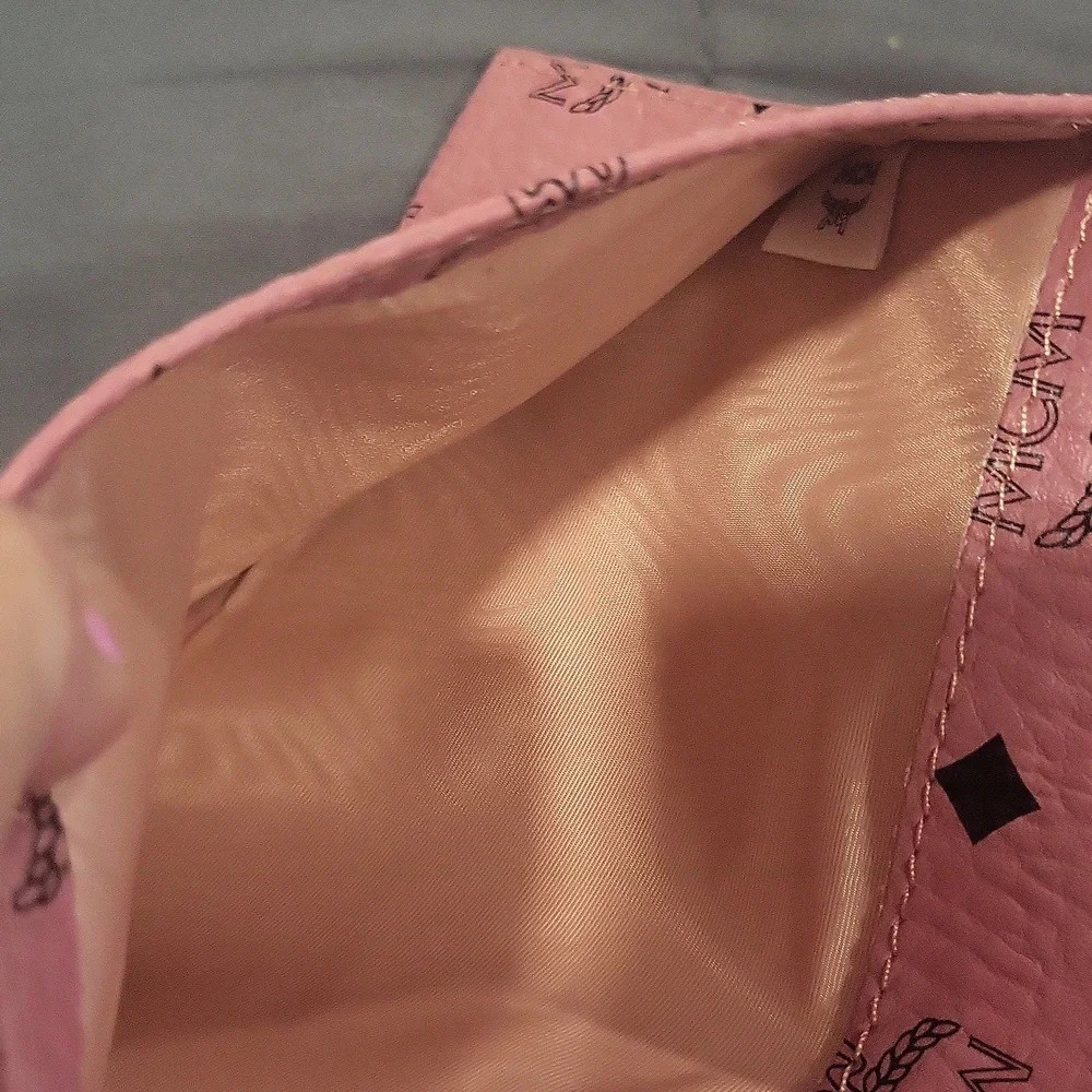 MCM Pink Duo  Logo Envelope Clutch New And Boxed Leather Unbraided Chain